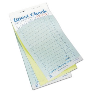 AmerCareRoyal Guest Check Pad, 17 Lines, Two-Part Carbonless, 3.6 x 6.7, 50 Forms/Pad, 50 Pads/Carton - 1 of 4