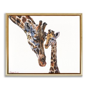 Stupell Industries Baby Giraffe Animal Watercolor Black Framed Floater Canvas Wall Art - 1 of 4