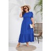 Coolmee Womens Plus Size Summer Casual Maxi Dress Short Sleeve Crewneck Ruffle A Line Flowy Long Dress - 3 of 4