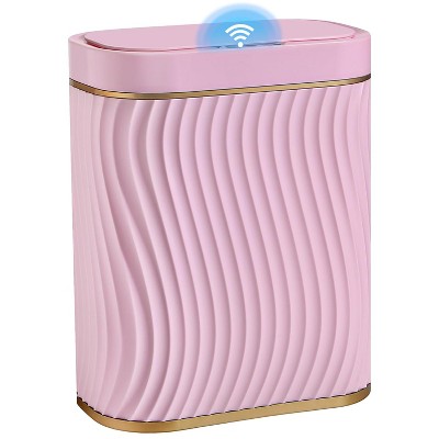 Bathroom Small Trash Can with Automatic Touchless Lid, 2.6 Gallon Smart Garbage Can Narrow Waterproof Trash Bin for Bedroom, Office
