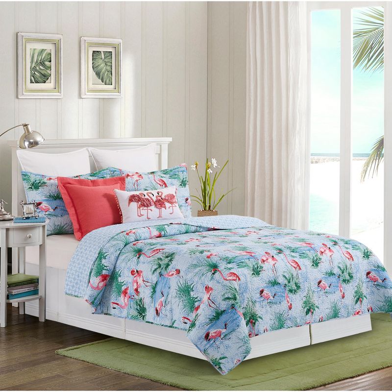 C&F Home Paradise Coast Flamingo Cotton Quilt Set  - Reversible and Machine Washable, 1 of 10