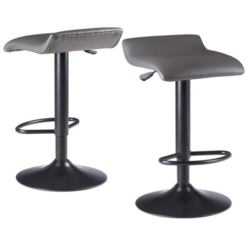 Ross Modern Fabric and Metal Adjustable Air Lift Stool, Set of 2 - Grey and  Black