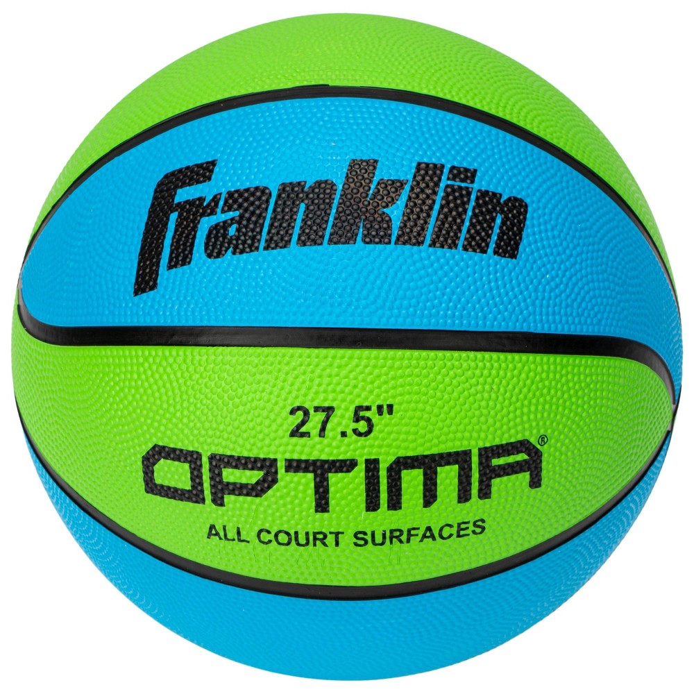 Franklin Sports Junior Optima 27.5'' Rubber Basketball - Blue/Green: Size 5, Butyl Bladder, Youth Sports Ball
