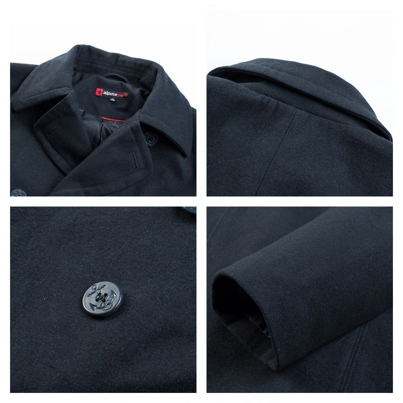Alpine Swiss Mason Mens Wool Blend Classic Pea Coat Jacket, 2 of 9