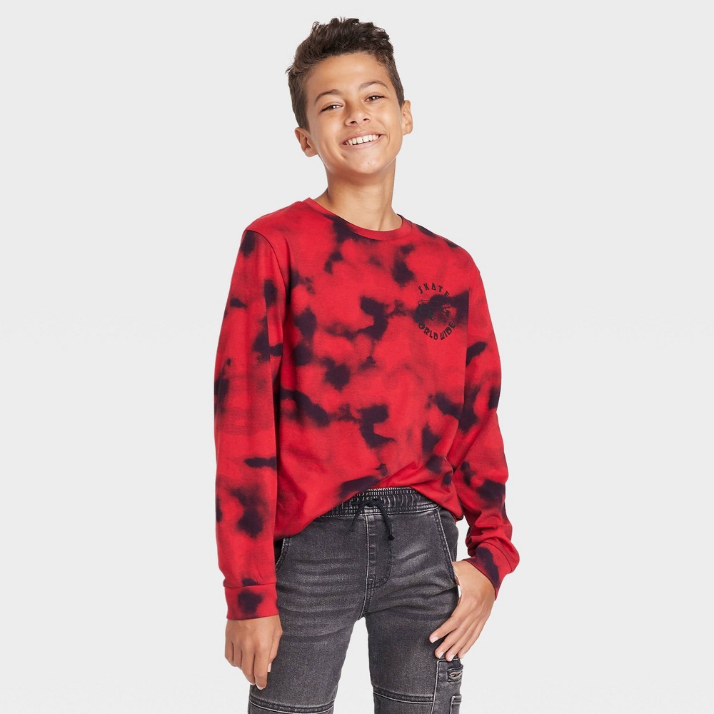 Boys' Skate World Wide Long Sleeve Graphic T-Shirt - art class Red M