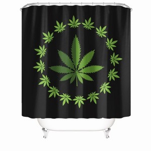 Green Leaf Wreath Shower Curtains for Bathroom Waterproof Fabric Bath Curtain Durable Soft Stylish Bathroom Decor 72x72 Inch - 1 of 1