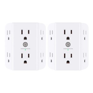 Itopfox 2-Pack Surge Protected Outlet Splitter with 6 AC Sockets, Multi Plug Wall Adapter for Home, Office, Dorm, Travel - 1 of 4