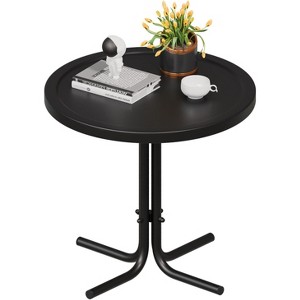 VINGLI Round Outdoor Side Table for Patio, Deck & Garden – Weather-Resistant Metal Accent Table End Table with Vintage Style, Perfect for Drinks - 1 of 4