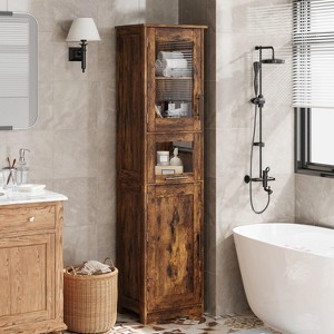 Tall Bathroom Cabinet, Freestanding Storage Cabinet with Glass Doors and Adjustable Shelves and Drawers, 67" Tall Cabinet for Kitchen, Pantry - 1 of 4