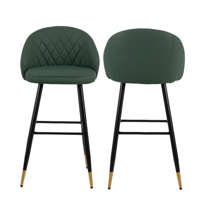 New Classic Furniture,Oliver Vegan Leather Bar Chair in Green (Set of 2)