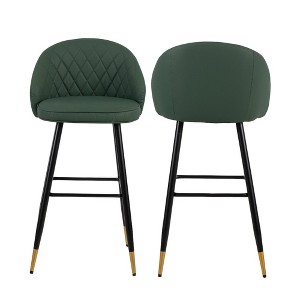 New Classic Furniture,Oliver Vegan Leather Bar Chair in Green (Set of 2) - 1 of 4