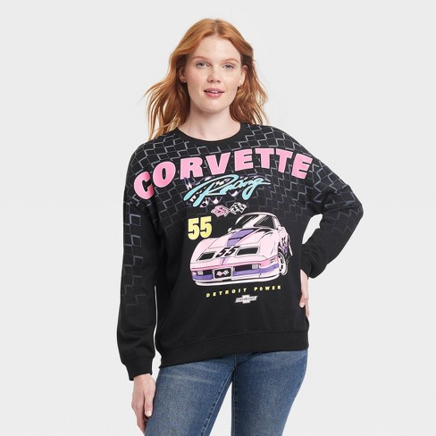 Women s Corvette Racing Cozy Graphic Sweatshirt Black XXL