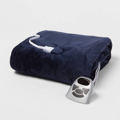Twin Electric Solid Microplush Bed Blanket Navy - Biddeford Blankets
