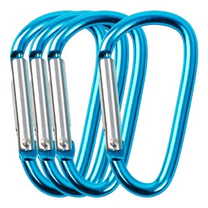 Unique Bargains Loaded Gate Outdoor Hiking Aluminum D Ring Carabiners Keychain Clip Blue 4 Pcs - 1 of 4