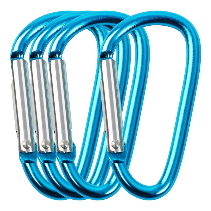 Unique Bargains Loaded Gate Outdoor Hiking Aluminum D Ring Carabiners Keychain Clip Blue 4 Pcs, 1 of 7
