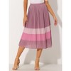 Allegra K Women's Elastic Waist Color Block A-Line Midi Pleated Chiffon Skirt - 2 of 4