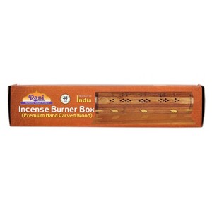 Incense Burner Box (Premium Hand Carved Wood) Incense Stick Holder - Rani Brand Authentic Indian Products - 1 of 4