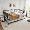 Whizmax Metal Daybed Frame with Trundle Heavy Duty Metal Slats/Mattress Foundation Platform Sofa Bed with Headboard for Bedroom, Twin - image 2 of 4