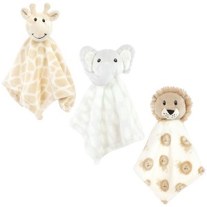 Hudson Baby Infant Boy Animal Face Security Blanket, Safari Boy, One Size - 1 of 4