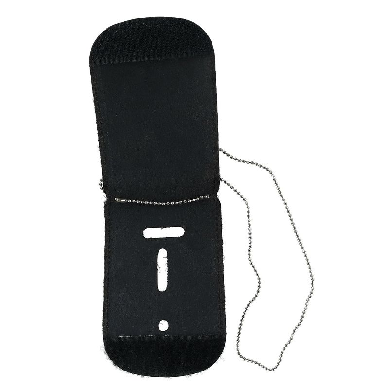 CTM Leather Curved Rectangle Badge Holder Wallet with Back ID Window and Neck Chain, 3 of 4