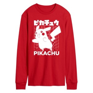 Men's - Pokémon - Pikachu Kanji Long Sleeve Graphic T-Shirt - 1 of 3