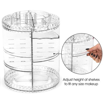 Clear Rotating Multi-Tier Cosmetic Organizer with Divided Slots