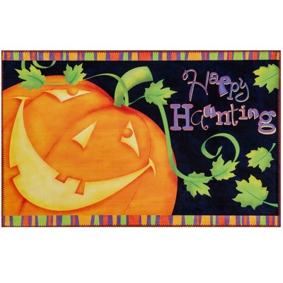 Olivia’s Home Happy Haunting Halloween Doormat – 22" x 32" Indoor Accent with Spooky Pumpkins, Ghosts & Fall Leaves for Entryway Decor