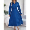 Coolmee Women Long Sleeve V Neck Dress Casual Button Down Flowy Midi Dresses High Waist - 3 of 4
