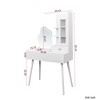 35"W Makeup Vanity Desk Vanity Table Dressing Table with 3-Mode Lighted Mirror, 3 Drawers, Open Storage Shelves and Storage Cabinet, White-ModernLuxe - 3 of 4