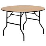 Flash Furniture 4-Foot Round Wood Folding Banquet Table with Clear Coated Finished Top