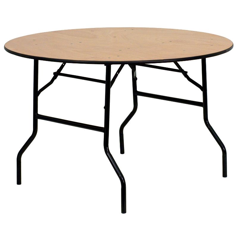 Flash Furniture 4-Foot Round Wood Folding Banquet Table with Clear Coated Finished Top, 1 of 11