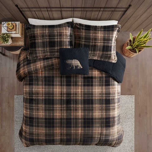 Full/Queen Sherpa & Plush Reversible Plaid Comforter shops & Sham Set - Threshold