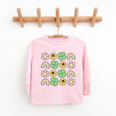 The Juniper Shop Smiley Clover Daisy Toddler Long Sleeve Tee