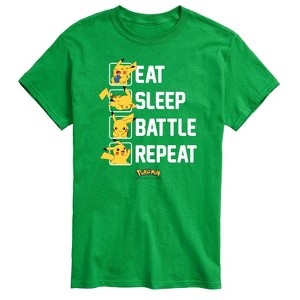 Men's - Pokémon - Eat Sleep Battle Repeat Short Sleeve Graphic T-Shirt - 1 of 4