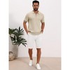 INSPIRE CHIC Men's Zip Up Ribbed Hem Short Sleeve Golf Textured Polo Shirt - 2 of 4