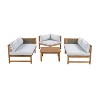 Christopher Knight Home Dorell Outdoor Acacia Wood and Wicker 5 Seater Sectional Sofa Set with Water-Resistant Cushions - 4 of 4