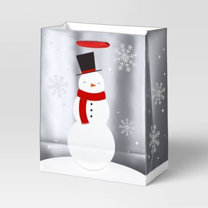 Christmas Candy Cane Wishes Large Cub Silver Snowman - Wondershop™ - 1 of 3