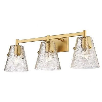 Analia Modern Gold 3-Light Vanity with Clear Glass Shades