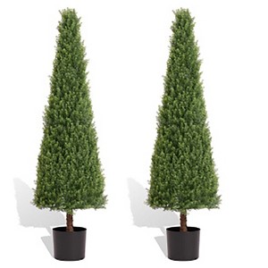 2 Pcs Plastic Boxwood Tree Potted Decorative Tree Indoor Living Room Outdoor Tree Simulation Tree - 1 of 4