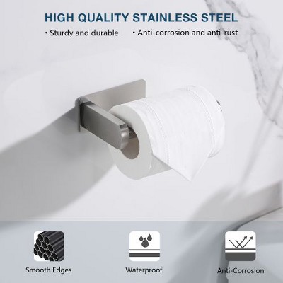 Stainless Steel Rust-Proof Toilet Paper Dispenser, Self-Stick Adhesive Roll Holder No Drilling Required