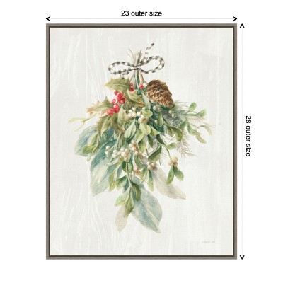 Classic Christmas Botanic-Inspired Framed Canvas Wall Art