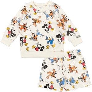 Disney Mickey Mouse Winnie the Pooh Lion King Toy Story Nightmare Before Christmas Baby French Terry Sweatshirt and Shorts Newborn to Infant - 1 of 4