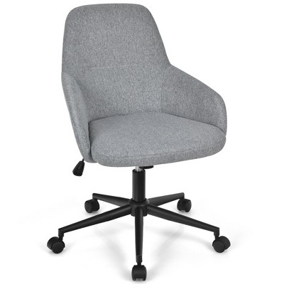 Costway Linen Accent Office Chair Adjustable Rolling Swivel Task Chair w/Armrest