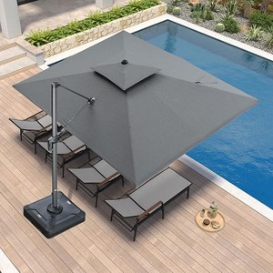 PURPLE LEAF Outdoor Cantilever Umbrellas with Base Large Patio Umbrella Offset Umbrella 360 Degree Rotation - 1 of 4