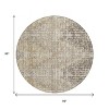 Khaki And Beige Geometric Washable Indoor Outdoor Area Rug - 3 of 4