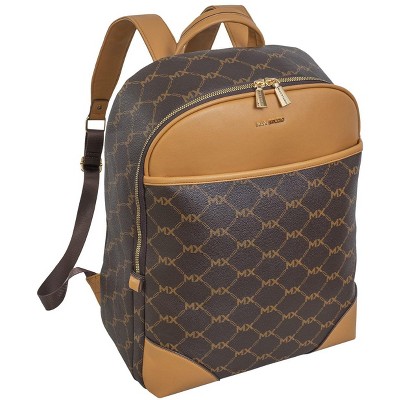 Max Studio Pebble Grain Signature Print Backpack with Front Zippered Pocket