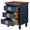 Wooakway Farmhouse Wood Nightstand with Drawers Vintage End Table with Floral Knobs Rustic Side Table with Gourd Legs Sofa Table - 3 of 4