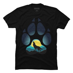 Men's Design By Humans Wolf's paw. The wolf and the moon By ArtistDreams T-Shirt - 1 of 4