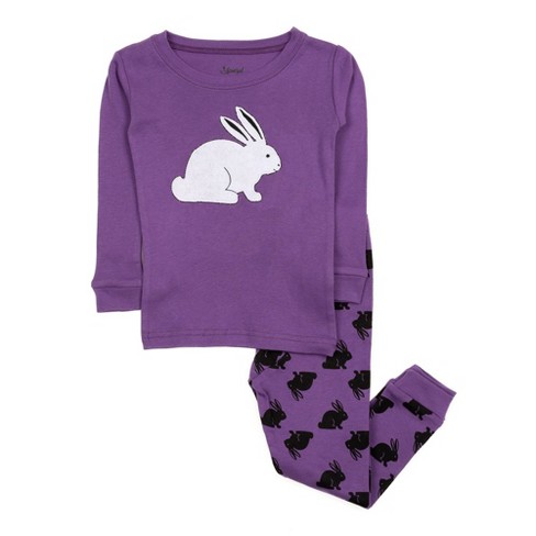 Leveret Kids Two Piece Cotton Easter Pajamas Bunny Purple 5 Year