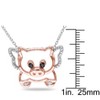 EVERLY JEWELRY | Two-Tone Silver Black and White Diamond When Pigs Can Fly Pendant with Chain - 3 of 4